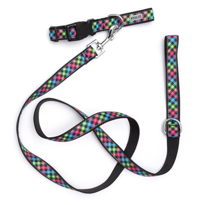 Carnival Check Dog Leash – Multicolored, Sizes S, L