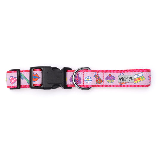 Fashionista Dog Collar – Pink, Sizes XS–XL