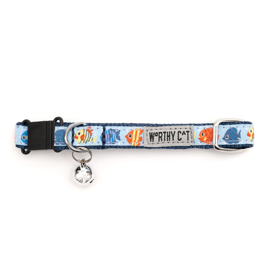 Fishy Cat Collar – Blue, Size One Size