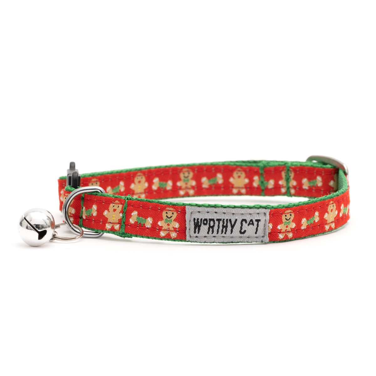 Gingerbread Bones Cat Collar – Red, Size One Size