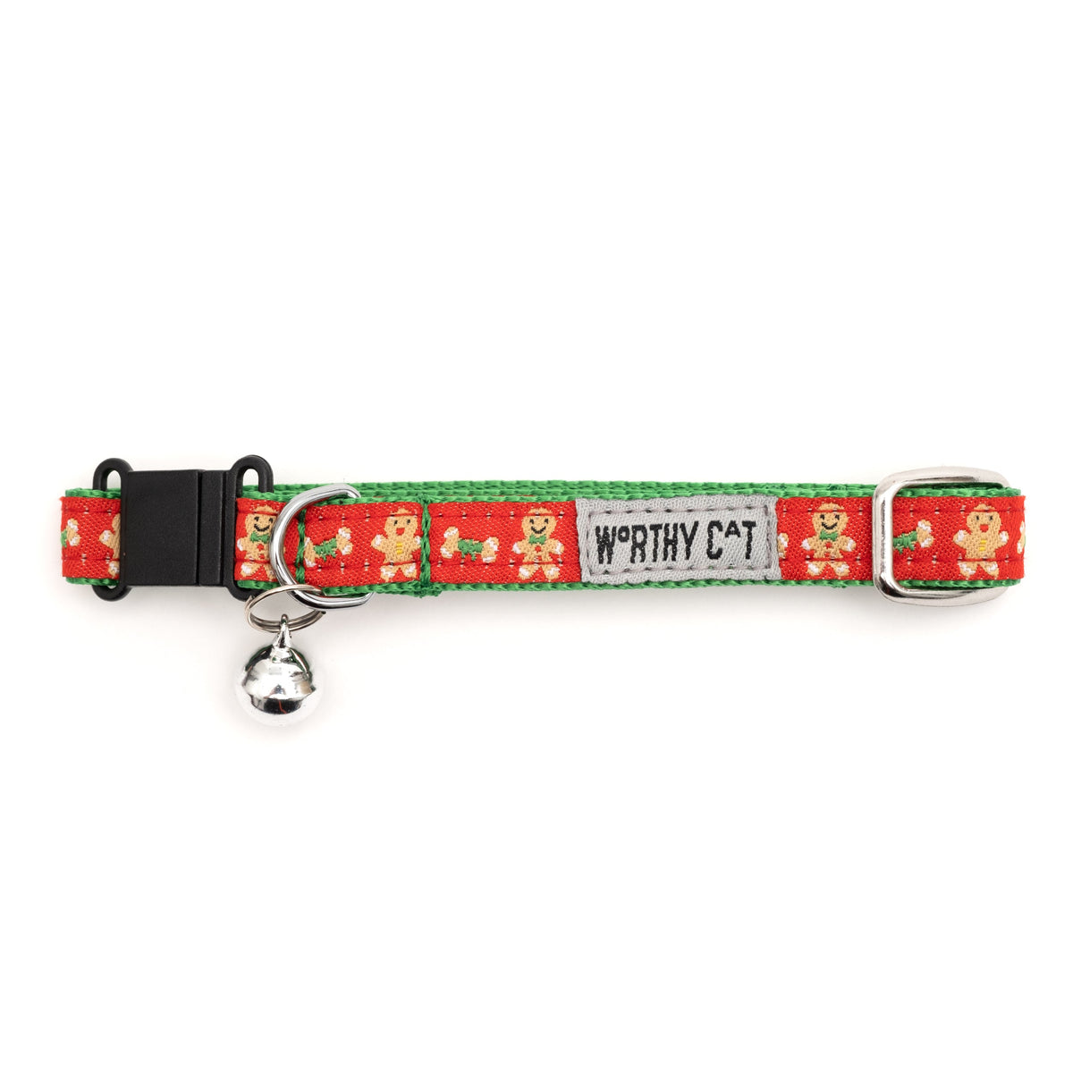 Gingerbread Bones Cat Collar – Red, Size One Size