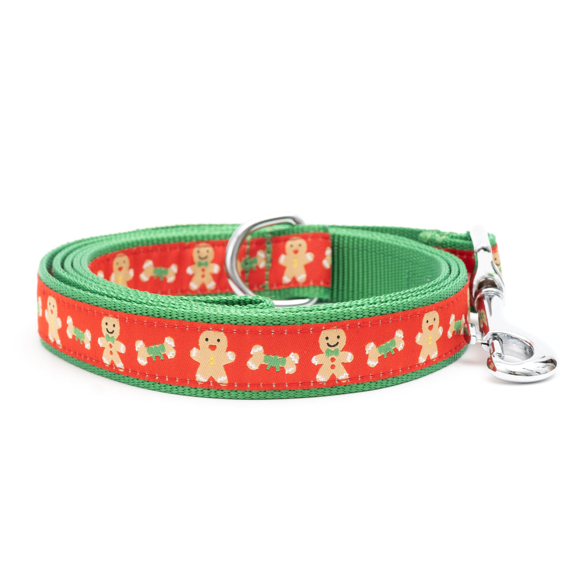 Gingerbread Bones Dog Leash – Red, Size L
