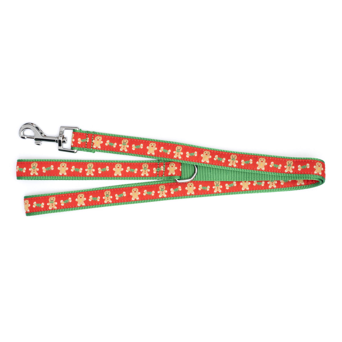 Gingerbread Bones Dog Leash – Red, Size L