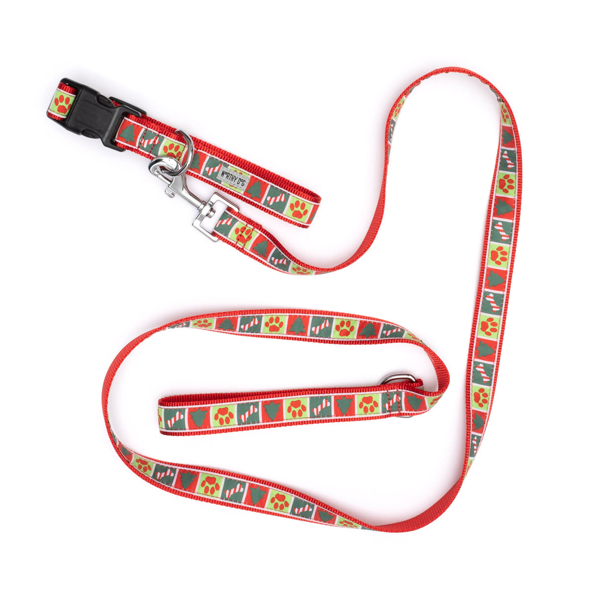 Good Tidings Dog Leash – Red/Green, Size L