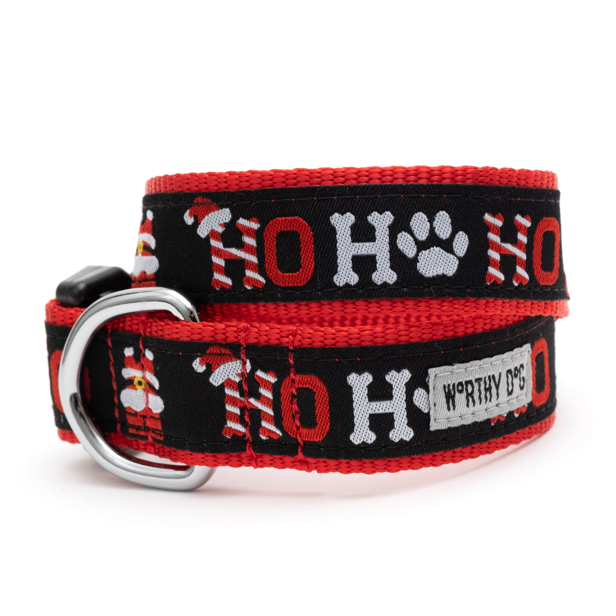 Ho Ho Ho! Dog Collar – Black, Sizes XS–XL