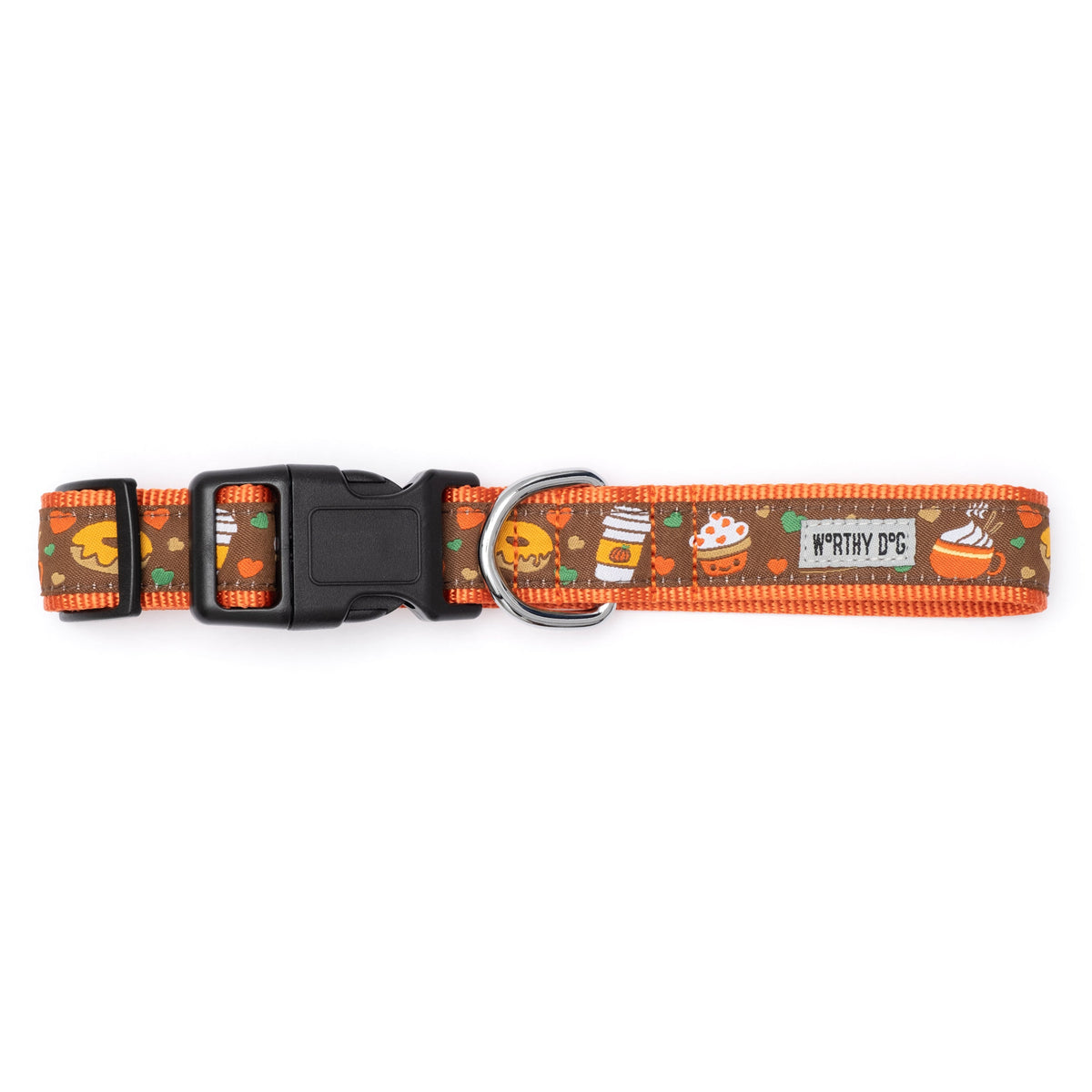 Pumpkin Spice Dog Collar – Brown, Sizes XS–XL