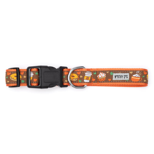 Pumpkin Spice Dog Collar – Brown, Sizes XS–XL