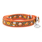Pumpkin Spice brown ribbon and nylon dog leash, coiled leash