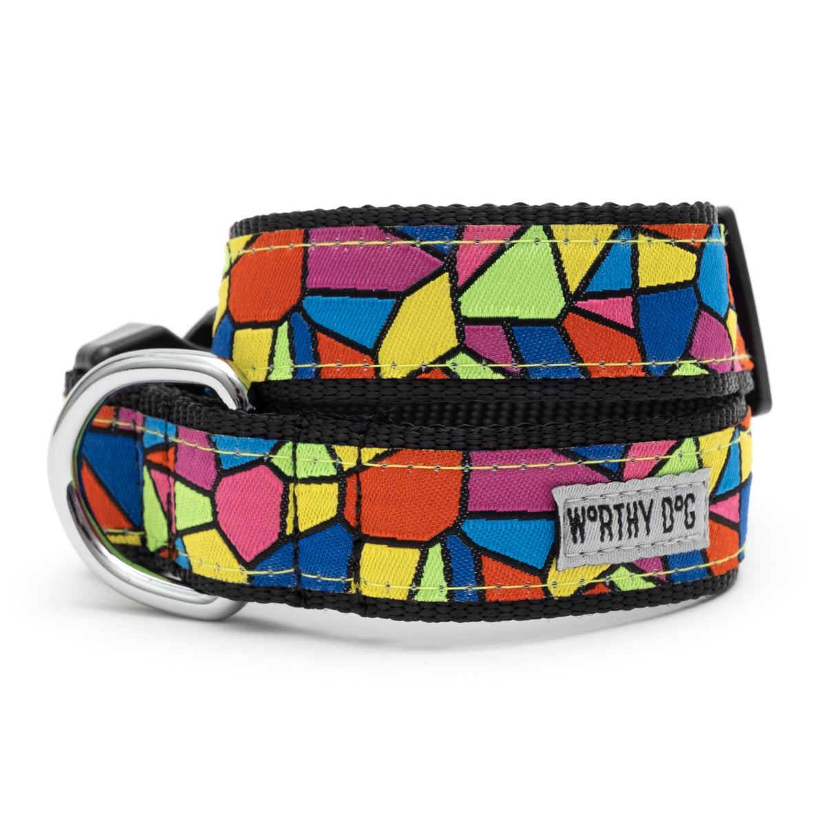 Stained Glass Dog Collar – Multicolored, Sizes XS–XL