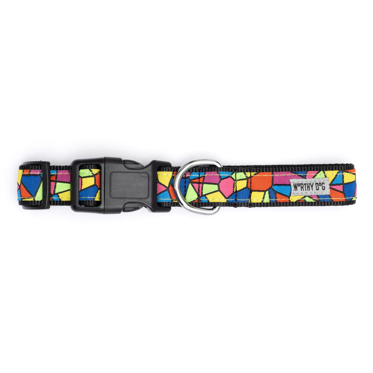 Stained Glass Dog Collar – Multicolored, Sizes XS–XL
