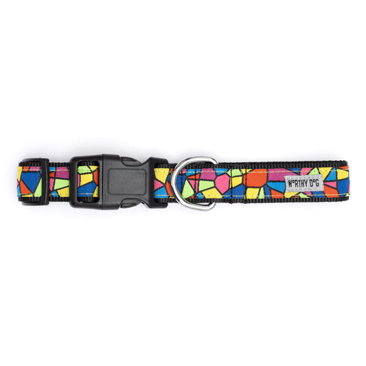 Stained Glass Dog Collar – Multicolored, Sizes XS–XL