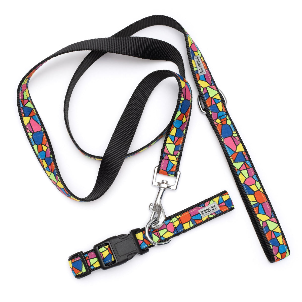 Stained Glass Dog Collar – Multicolored, Sizes XS–XL