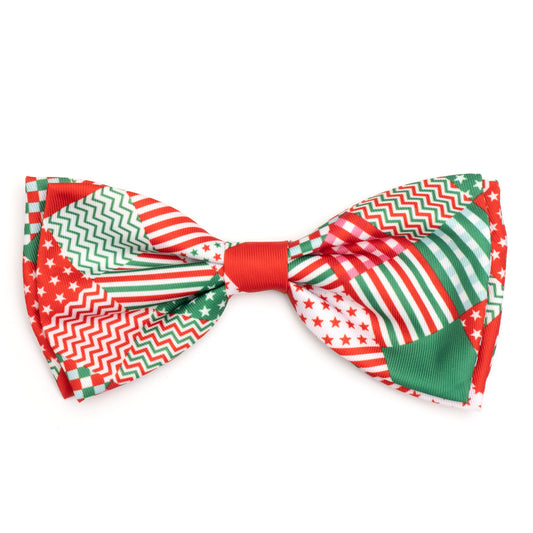 Americana Holiday Dog Bow Tie – Polyester, Red/Green, Sizes S, L