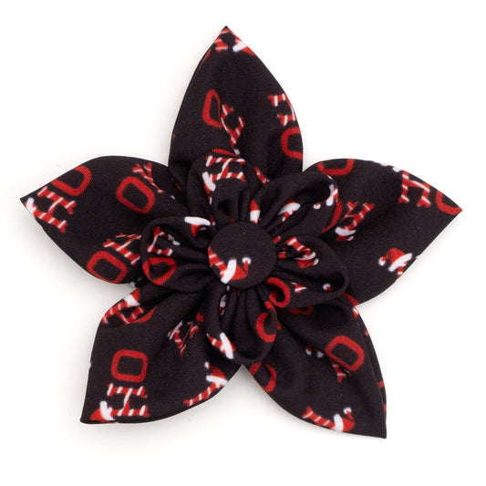 Ho Ho Ho Dog Flower – Polyester, Black, Sizes S, L