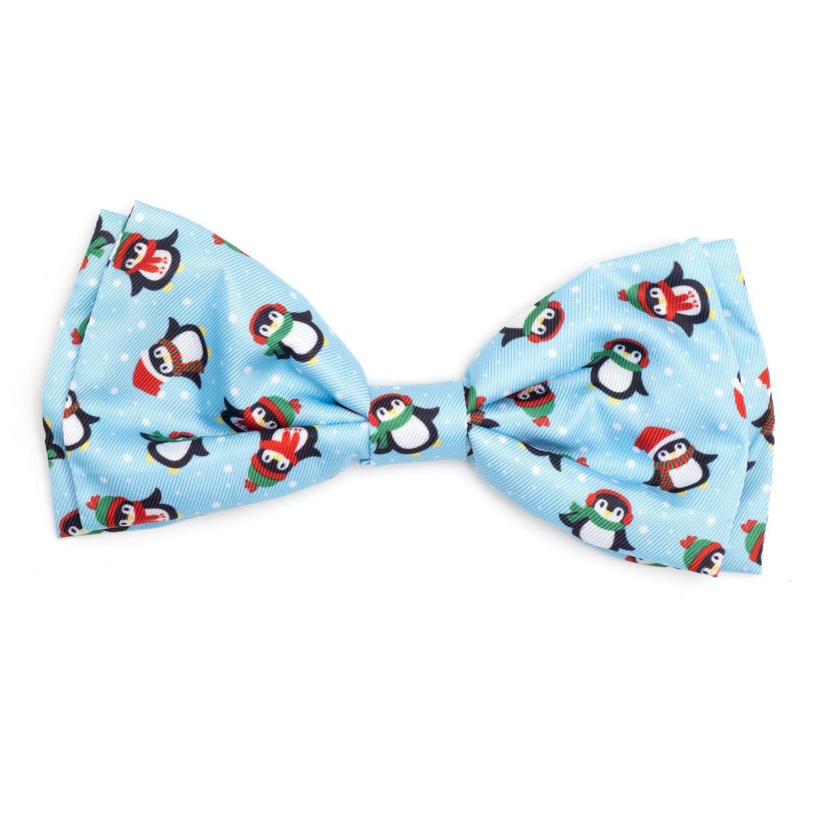 Penguins Dog Bow Tie – Polyester, Blue, Sizes S, L