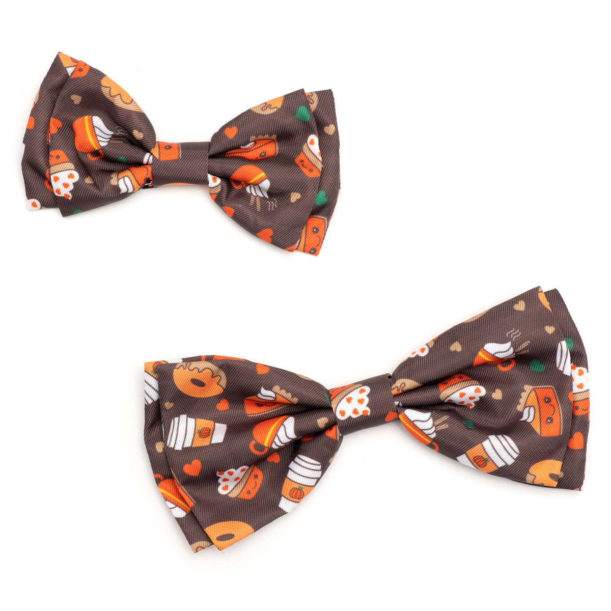 Pumpkin Spice Dog Bow Tie – Polyester, Brown, Sizes S, L