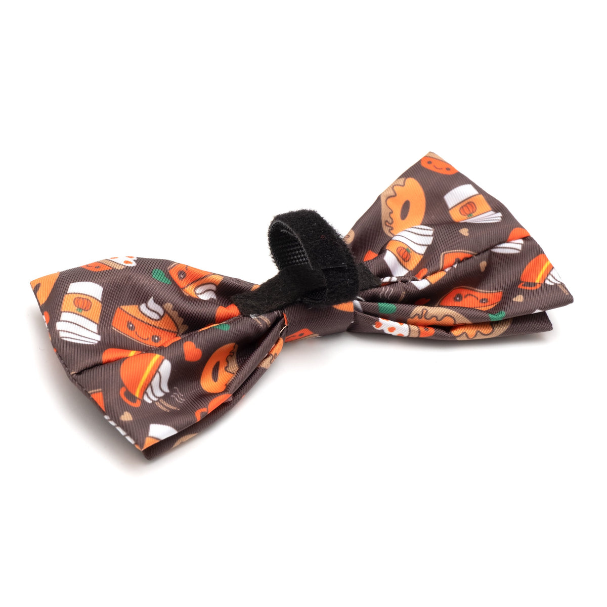 Pumpkin Spice Dog Bow Tie – Polyester, Brown, Sizes S, L