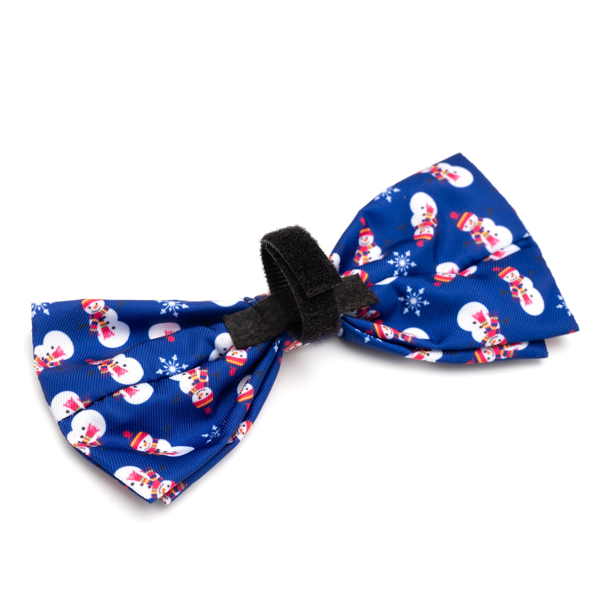 Snowman Dog Bow Tie – Polyester, Blue, Sizes S, L