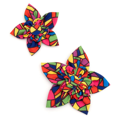 Stained Glass Dog Flower – Polyester, Multicolored, Sizes S, L