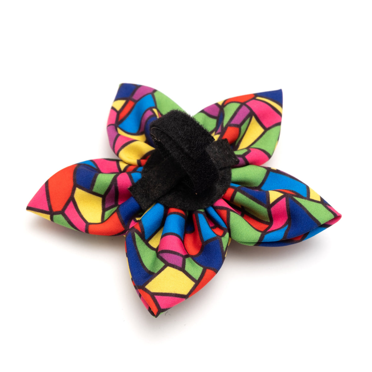 Stained Glass Dog Flower – Polyester, Multicolored, Sizes S, L
