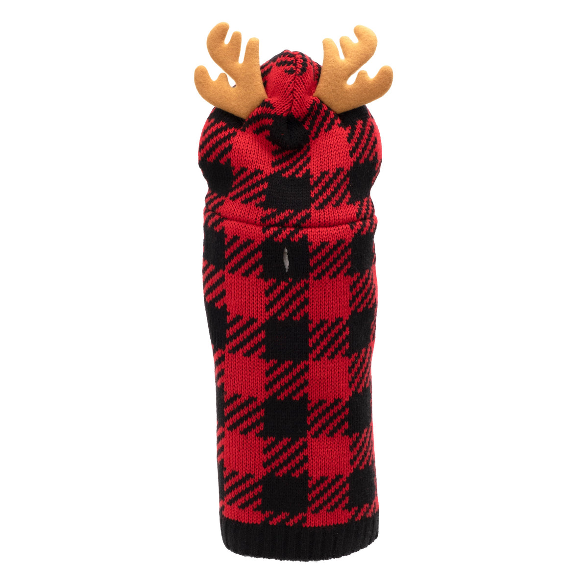 Buffalo Moose Hoodie Dog Sweater – Acrylic, Red/Black, Sizes XXS–XXL