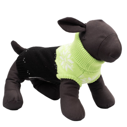 Snowtrails Dog Sweater – Acrylic, Neon Green/Black, Neon Pink/Black & Red/Black, Sizes XXS–XXL