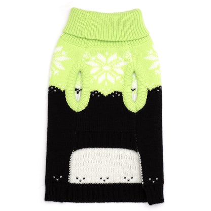 Snowtrails Dog Sweater – Acrylic, Neon Green/Black, Neon Pink/Black & Red/Black, Sizes XXS–XXL