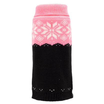 Snowtrails Dog Sweater – Acrylic, Neon Green/Black, Neon Pink/Black & Red/Black, Sizes XXS–XXL