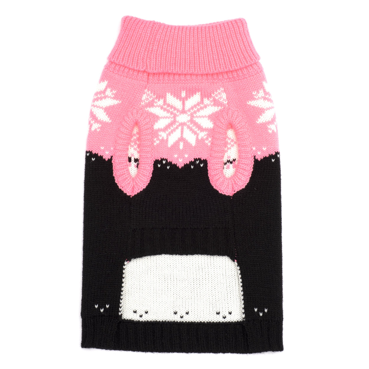 Snowtrails Dog Sweater – Acrylic, Neon Green/Black, Neon Pink/Black & Red/Black, Sizes XXS–XXL