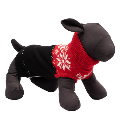 Snowtrails Dog Sweater – Acrylic, Neon Green/Black, Neon Pink/Black & Red/Black, Sizes XXS–XXL