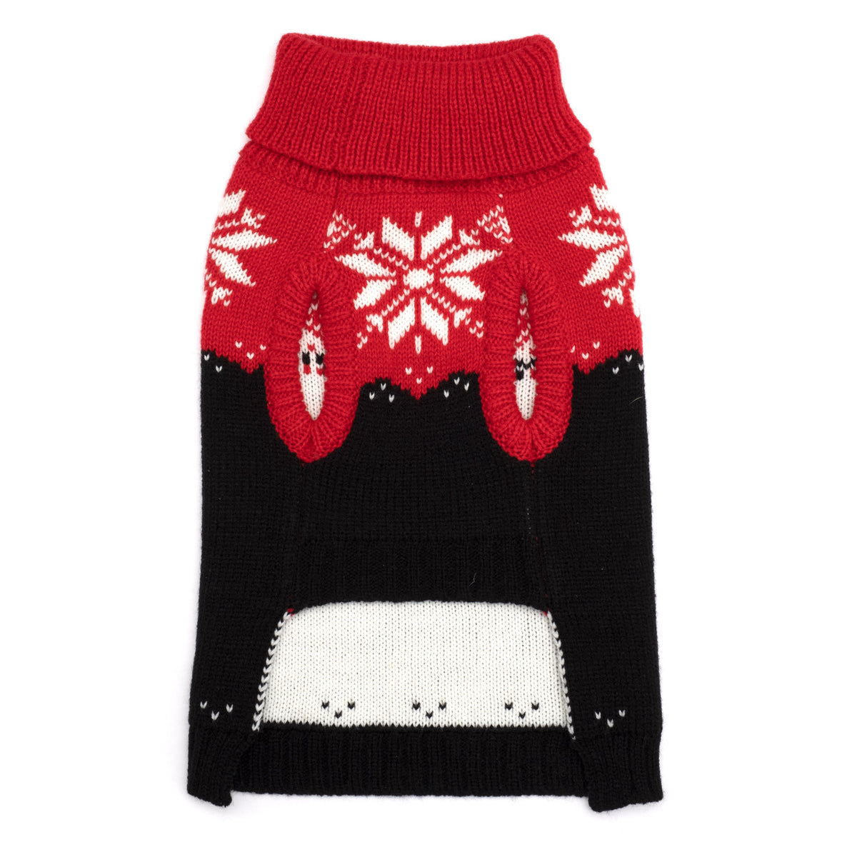 Snowtrails Dog Sweater – Acrylic, Neon Green/Black, Neon Pink/Black & Red/Black, Sizes XXS–XXL