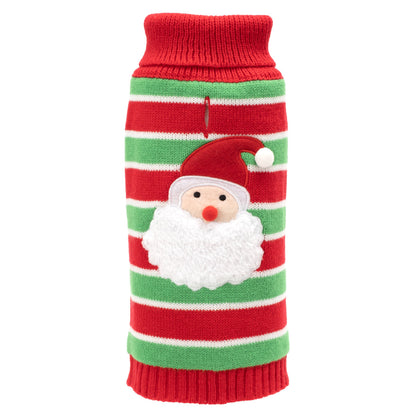 Red & Green Santa Dog Sweater, red/green, main product view