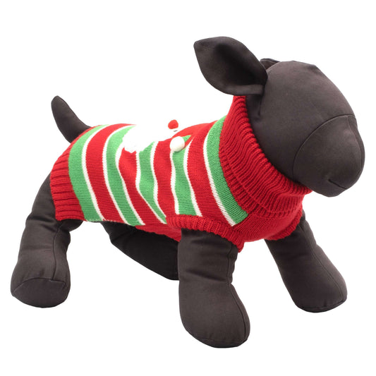 Red & Green Santa Dog Sweater, red/green, product view 2