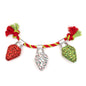 Christmas Lights Squeaky Dog Toy, front view of three fabric light bulbs