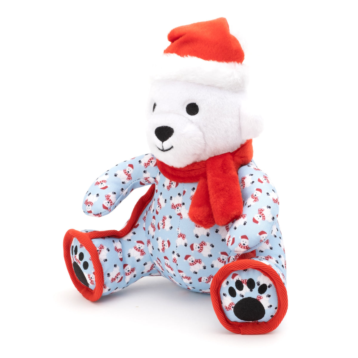 Christmas Polar Bear Squeaky Dog Toy, side angle
