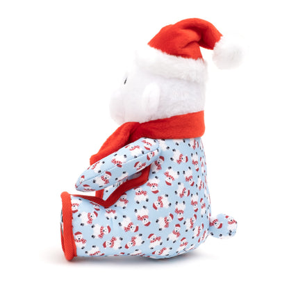 Christmas Polar Bear Squeaky Dog Toy, back view