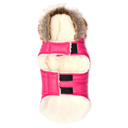 Park City Dog Jacket – Polyester, Pink, Red & Royal, Sizes XS–XXL