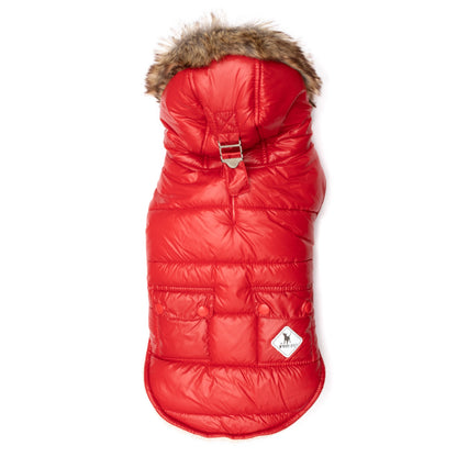 Park City Dog Jacket – Polyester, Pink, Red & Royal, Sizes XS–XXL