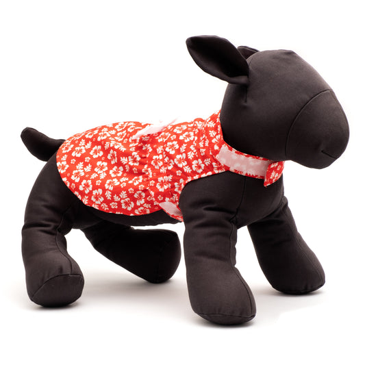 Aloha Dog Dress – Polyester, Coral, Sizes XS–XXL