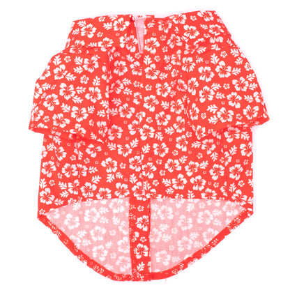 Aloha Dog Shirt – Polyester, Coral, Sizes XS–XXL