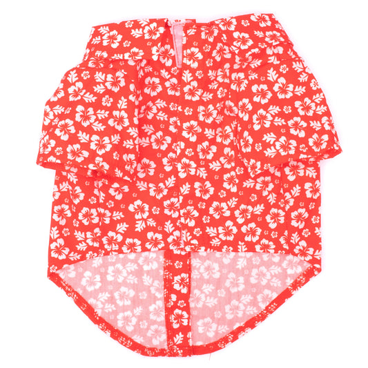 Aloha Dog Shirt – Polyester, Coral, Sizes XS–XXL