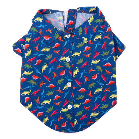 Dino Dog Shirt – Polyester, Navy, Sizes XS–XXL