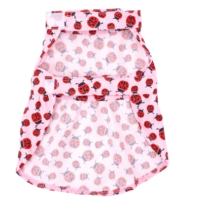 Ladybug Dog Dress – Polyester, Pink, Sizes XS–XXL