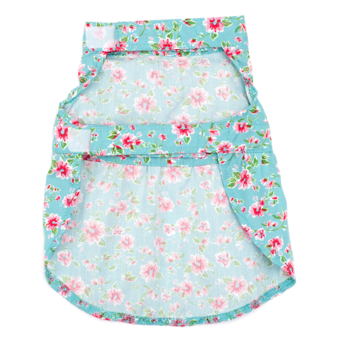 Watercolor Floral Dog Dress – Polyester, Teal, Sizes XS–XXL