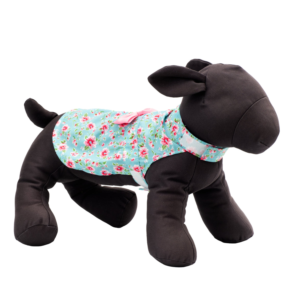 Watercolor Floral Dog Dress – Polyester, Teal, Sizes XS–XXL