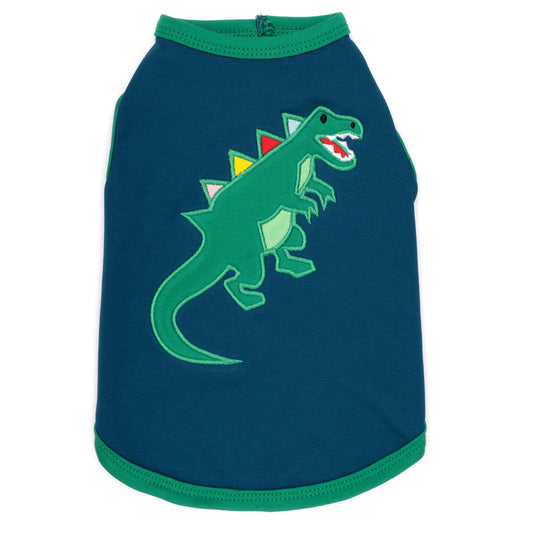 Dino Dog Tank Top – Cotton, Navy, Sizes XS–XXL
