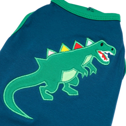 Dino Dog Tank Top – Cotton, Navy, Sizes XS–XXL