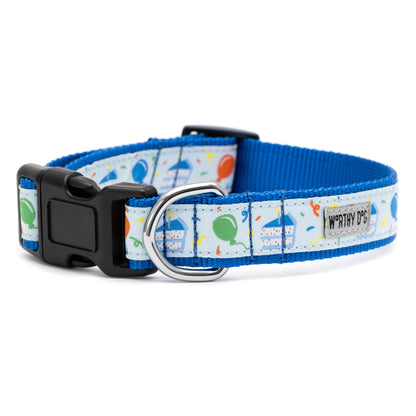 Birthday Dog Collar – Blue & Pink, Sizes XS–XL