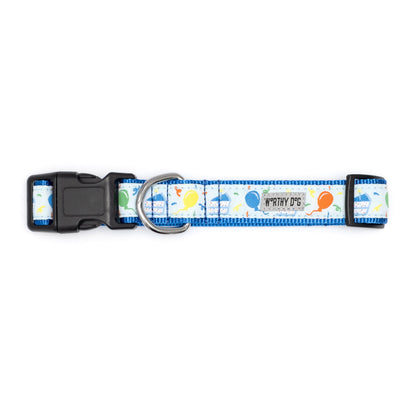 Birthday Dog Collar – Blue & Pink, Sizes XS–XL