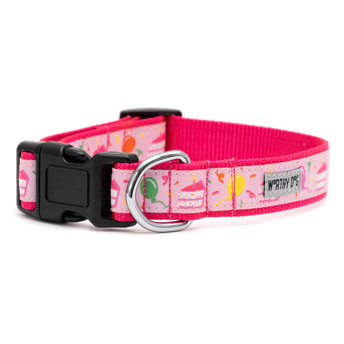 Birthday Dog Collar – Blue & Pink, Sizes XS–XL